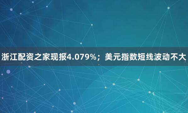 浙江配资之家现报4.079%；美元指数短线波动不大