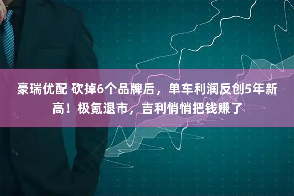 豪瑞优配 砍掉6个品牌后，单车利润反创5年新高！极氪退市，吉利悄悄把钱赚了